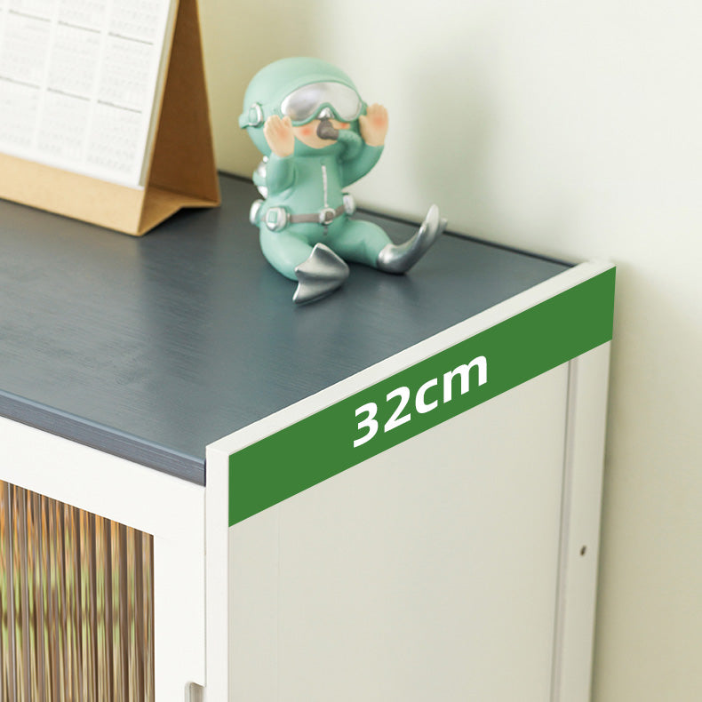 Rectangle Contemporary Cabinet with Glass Doors in Whiet,16.93" Long Clearhalo 'Cabinets & Chests' 'cabinets_chests' 'furn' 'furn_cabinets_chests' 'Furniture' 'Living Room Furniture' 6505549