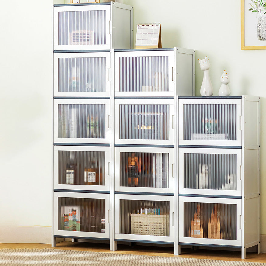 Rectangle Contemporary Cabinet with Glass Doors in Whiet,16.93" Long Clearhalo 'Cabinets & Chests' 'cabinets_chests' 'furn' 'furn_cabinets_chests' 'Furniture' 'Living Room Furniture' 6505554