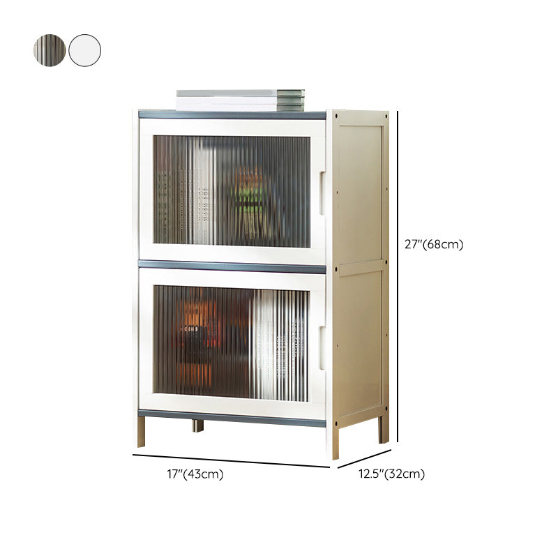 Rectangle Contemporary Cabinet with Glass Doors in Whiet,16.93" Long Clearhalo 'Cabinets & Chests' 'cabinets_chests' 'furn' 'furn_cabinets_chests' 'Furniture' 'Living Room Furniture' 6505555