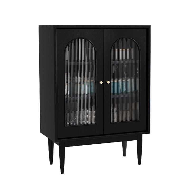 Modern Knobs Storage Cabinet Solid Wood Accent Cabinet with Door 30"L x 16"W x 43"H Black Glass Clearhalo 'Cabinets & Chests' 'cabinets_chests' 'furn' 'furn_cabinets_chests' 'Furniture' 'Living Room Furniture' 6505593