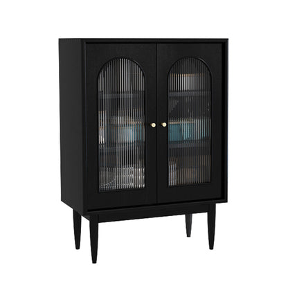 Modern Knobs Storage Cabinet Solid Wood Accent Cabinet with Door 30"L x 16"W x 43"H Black Glass Clearhalo 'Cabinets & Chests' 'cabinets_chests' 'furn' 'furn_cabinets_chests' 'Furniture' 'Living Room Furniture' 6505593