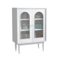 Modern Knobs Storage Cabinet Solid Wood Accent Cabinet with Door 30"L x 16"W x 43"H White Glass Clearhalo 'Cabinets & Chests' 'cabinets_chests' 'furn' 'furn_cabinets_chests' 'Furniture' 'Living Room Furniture' 6505594