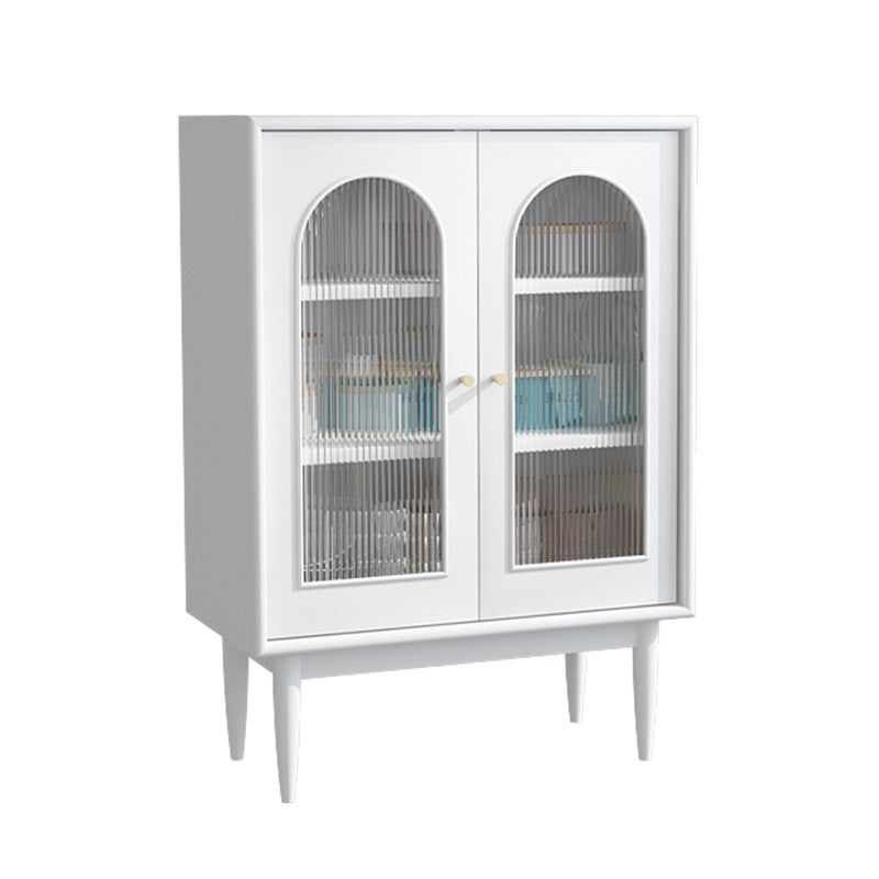 Modern Knobs Storage Cabinet Solid Wood Accent Cabinet with Door 30"L x 16"W x 43"H White Glass Clearhalo 'Cabinets & Chests' 'cabinets_chests' 'furn' 'furn_cabinets_chests' 'Furniture' 'Living Room Furniture' 6505594