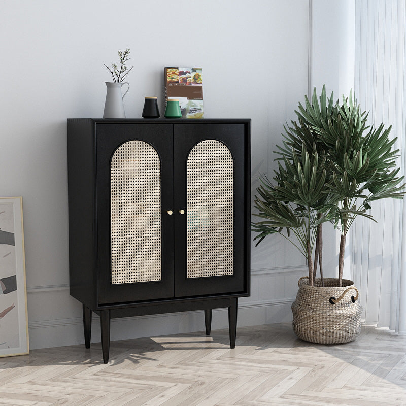Modern Knobs Storage Cabinet Solid Wood Accent Cabinet with Door 30"L x 16"W x 43"H Black Wicker & Rattan Clearhalo 'Cabinets & Chests' 'cabinets_chests' 'furn' 'furn_cabinets_chests' 'Furniture' 'Living Room Furniture' 6505595