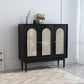 Modern Knobs Storage Cabinet Solid Wood Accent Cabinet with Door 47"L x 16"W x 43"H Black Wicker & Rattan Clearhalo 'Cabinets & Chests' 'cabinets_chests' 'furn' 'furn_cabinets_chests' 'Furniture' 'Living Room Furniture' 6505596