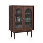 Modern Knobs Storage Cabinet Solid Wood Accent Cabinet with Door 30"L x 16"W x 43"H Walnut Glass Clearhalo 'Cabinets & Chests' 'cabinets_chests' 'furn' 'furn_cabinets_chests' 'Furniture' 'Living Room Furniture' 6505598