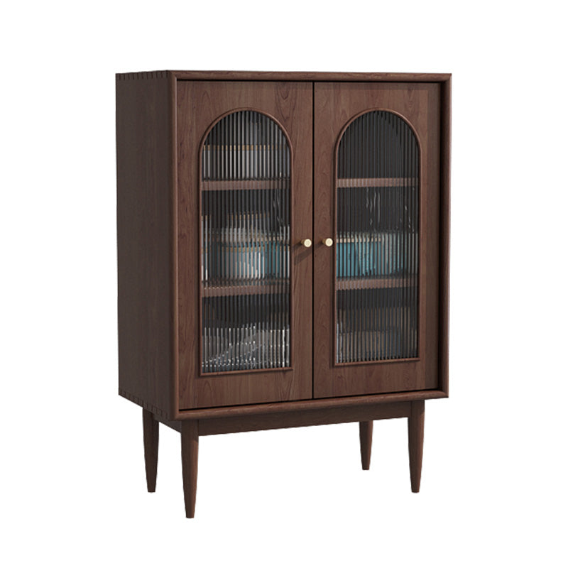 Modern Knobs Storage Cabinet Solid Wood Accent Cabinet with Door 30"L x 16"W x 43"H Walnut Glass Clearhalo 'Cabinets & Chests' 'cabinets_chests' 'furn' 'furn_cabinets_chests' 'Furniture' 'Living Room Furniture' 6505598
