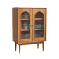 Modern Knobs Storage Cabinet Solid Wood Accent Cabinet with Door 30"L x 16"W x 43"H Cherry Wood Glass Clearhalo 'Cabinets & Chests' 'cabinets_chests' 'furn' 'furn_cabinets_chests' 'Furniture' 'Living Room Furniture' 6505602