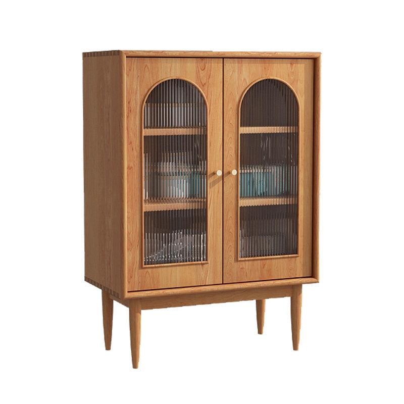 Modern Knobs Storage Cabinet Solid Wood Accent Cabinet with Door 30"L x 16"W x 43"H Cherry Wood Glass Clearhalo 'Cabinets & Chests' 'cabinets_chests' 'furn' 'furn_cabinets_chests' 'Furniture' 'Living Room Furniture' 6505602