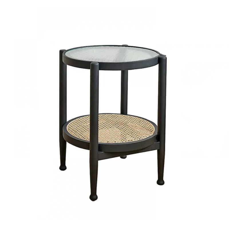 Tropical Coffee Cocktail Table Storage Solid Wood Coffee Table 19.7"L x 19.7"W x 23.5"H Black Clearhalo 'Coffee & Accent Tables' 'Coffee Tables' 'coffee_tables' 'furn' 'furn_coffee_tables' 'Furniture' 'Living Room Furniture' 6505617