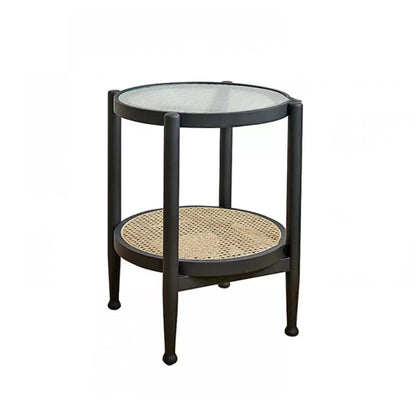 Tropical Coffee Cocktail Table Storage Solid Wood Coffee Table 19.7"L x 19.7"W x 23.5"H Black Clearhalo 'Coffee & Accent Tables' 'Coffee Tables' 'coffee_tables' 'furn' 'furn_coffee_tables' 'Furniture' 'Living Room Furniture' 6505617