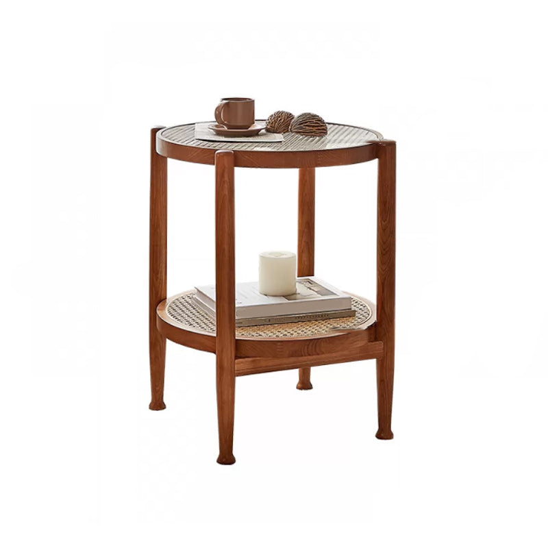 Tropical Coffee Cocktail Table Storage Solid Wood Coffee Table 19.7"L x 19.7"W x 23.5"H Walnut Clearhalo 'Coffee & Accent Tables' 'Coffee Tables' 'coffee_tables' 'furn' 'furn_coffee_tables' 'Furniture' 'Living Room Furniture' 6505621
