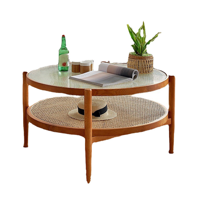Tropical Coffee Cocktail Table Storage Solid Wood Coffee Table Clearhalo 'Coffee & Accent Tables' 'Coffee Tables' 'coffee_tables' 'furn' 'furn_coffee_tables' 'Furniture' 'Living Room Furniture' 6505624