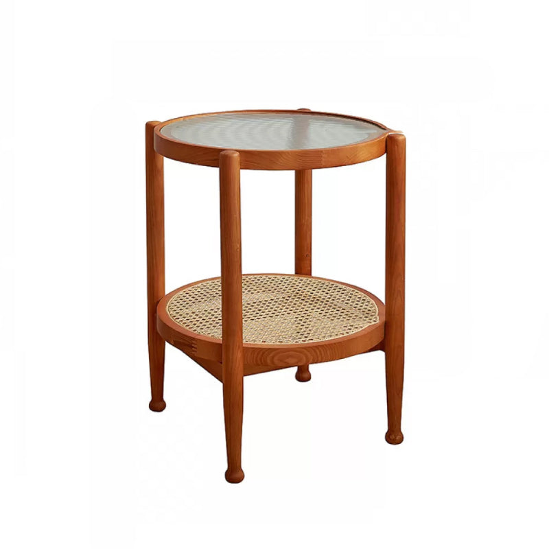 Tropical Coffee Cocktail Table Storage Solid Wood Coffee Table 19.7"L x 19.7"W x 23.5"H Cherry Clearhalo 'Coffee & Accent Tables' 'Coffee Tables' 'coffee_tables' 'furn' 'furn_coffee_tables' 'Furniture' 'Living Room Furniture' 6505625