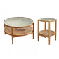 Tropical Coffee Cocktail Table Storage Solid Wood Coffee Table 35"L x 35"W x 17.7"H + 19.7"L x 19.7"W x 23.5"H Natural Clearhalo 'Coffee & Accent Tables' 'Coffee Tables' 'coffee_tables' 'furn' 'furn_coffee_tables' 'Furniture' 'Living Room Furniture' 6505644