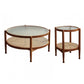 Tropical Coffee Cocktail Table Storage Solid Wood Coffee Table 35"L x 35"W x 17.7"H + 19.7"L x 19.7"W x 23.5"H Walnut Clearhalo 'Coffee & Accent Tables' 'Coffee Tables' 'coffee_tables' 'furn' 'furn_coffee_tables' 'Furniture' 'Living Room Furniture' 6505645