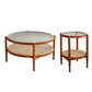 Tropical Coffee Cocktail Table Storage Solid Wood Coffee Table 35"L x 35"W x 17.7"H + 19.7"L x 19.7"W x 23.5"H Cherry Clearhalo 'Coffee & Accent Tables' 'Coffee Tables' 'coffee_tables' 'furn' 'furn_coffee_tables' 'Furniture' 'Living Room Furniture' 6505647