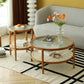 Tropical Round Cocktail Table Storage Solid Wood Coffee Cocktail Table 31.5"L x 31.5"W x 18"H + 18"L x 18"W x 23.5"H Glass Clearhalo 'Coffee & Accent Tables' 'Coffee Tables' 'coffee_tables' 'furn' 'furn_coffee_tables' 'Furniture' 'Living Room Furniture' 6505660