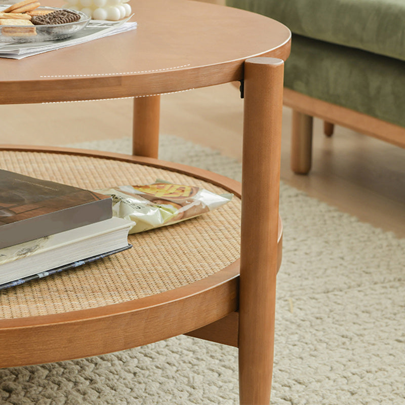 Tropical Round Cocktail Table Storage Solid Wood Coffee Cocktail Table Clearhalo 'Coffee & Accent Tables' 'Coffee Tables' 'coffee_tables' 'furn' 'furn_coffee_tables' 'Furniture' 'Living Room Furniture' 6505664