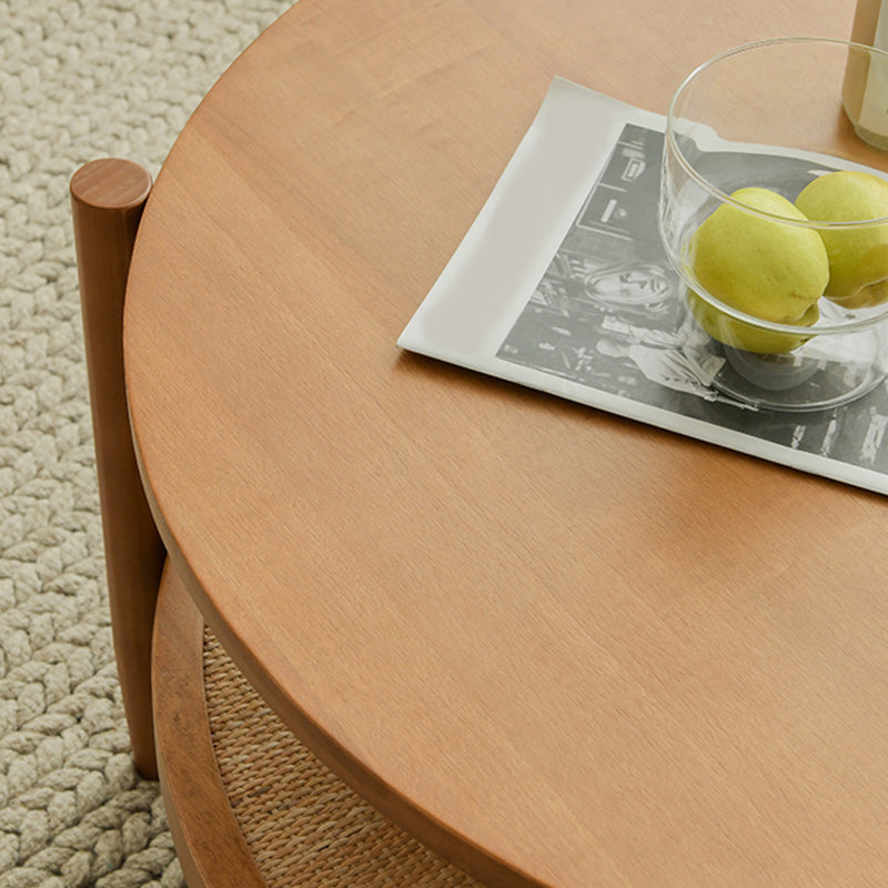 Tropical Round Cocktail Table Storage Solid Wood Coffee Cocktail Table Clearhalo 'Coffee & Accent Tables' 'Coffee Tables' 'coffee_tables' 'furn' 'furn_coffee_tables' 'Furniture' 'Living Room Furniture' 6505665