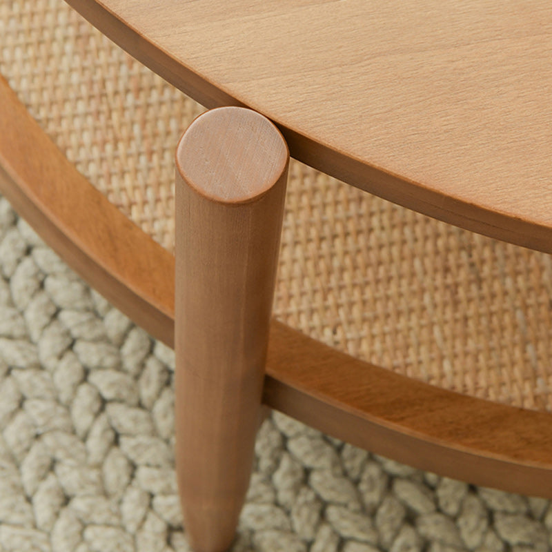 Tropical Round Cocktail Table Storage Solid Wood Coffee Cocktail Table Clearhalo 'Coffee & Accent Tables' 'Coffee Tables' 'coffee_tables' 'furn' 'furn_coffee_tables' 'Furniture' 'Living Room Furniture' 6505667