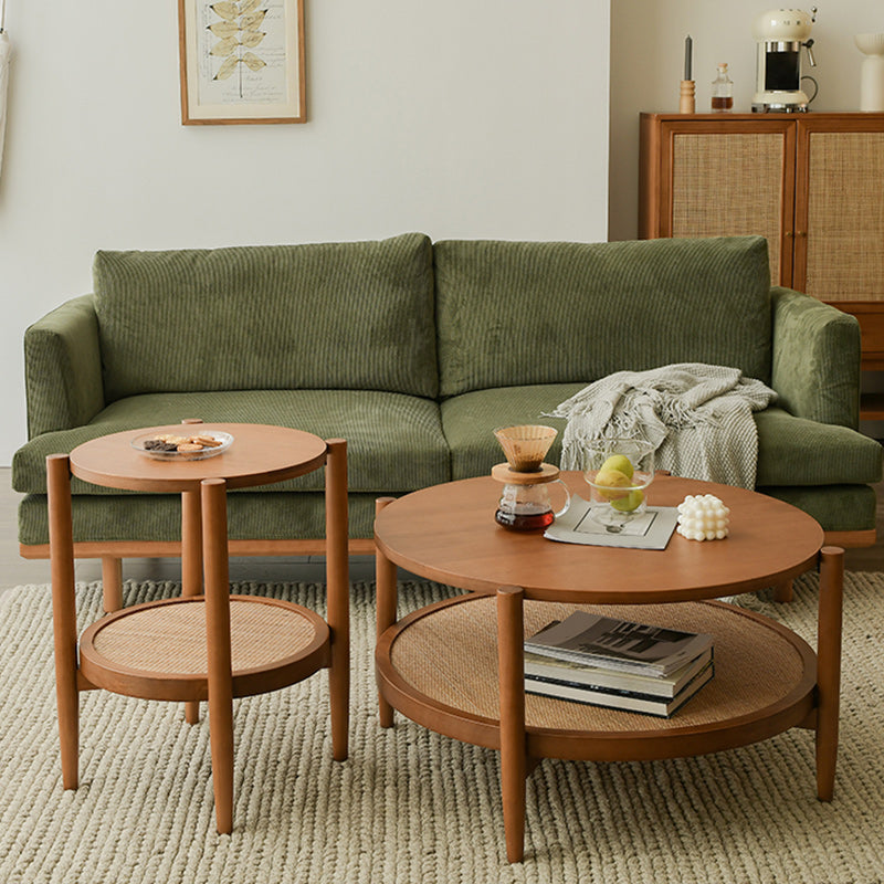 Tropical Round Cocktail Table Storage Solid Wood Coffee Cocktail Table Clearhalo 'Coffee & Accent Tables' 'Coffee Tables' 'coffee_tables' 'furn' 'furn_coffee_tables' 'Furniture' 'Living Room Furniture' 6505669