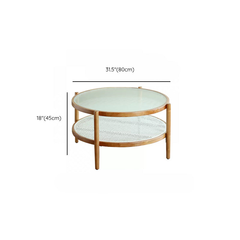 Tropical Round Cocktail Table Storage Solid Wood Coffee Cocktail Table Clearhalo 'Coffee & Accent Tables' 'Coffee Tables' 'coffee_tables' 'furn' 'furn_coffee_tables' 'Furniture' 'Living Room Furniture' 6505675
