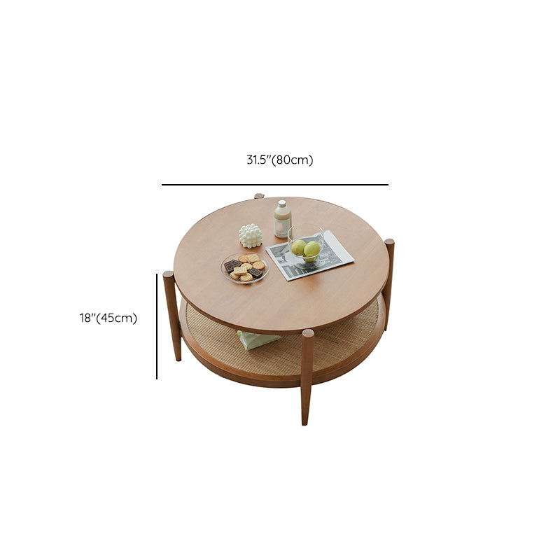 Tropical Round Cocktail Table Storage Solid Wood Coffee Cocktail Table Clearhalo 'Coffee & Accent Tables' 'Coffee Tables' 'coffee_tables' 'furn' 'furn_coffee_tables' 'Furniture' 'Living Room Furniture' 6505678