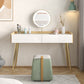 Glam 2-drawer Slate Top Dressing Table 32.67" H Vanity Stool in White Makeup Vanity & Mirror & Stools Clearhalo 'Bedroom Furniture' 'furn' 'furn_makeup_vanities' 'Furniture' 'Makeup Vanities' 'makeup_vanities' 6505744