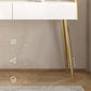 Glam 2-drawer Slate Top Dressing Table 32.67" H Vanity Stool in White Clearhalo 'Bedroom Furniture' 'furn' 'furn_makeup_vanities' 'Furniture' 'Makeup Vanities' 'makeup_vanities' 6505751