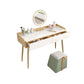 Glam 2-drawer Slate Top Dressing Table 32.67" H Vanity Stool in White Clearhalo 'Bedroom Furniture' 'furn' 'furn_makeup_vanities' 'Furniture' 'Makeup Vanities' 'makeup_vanities' 6505754