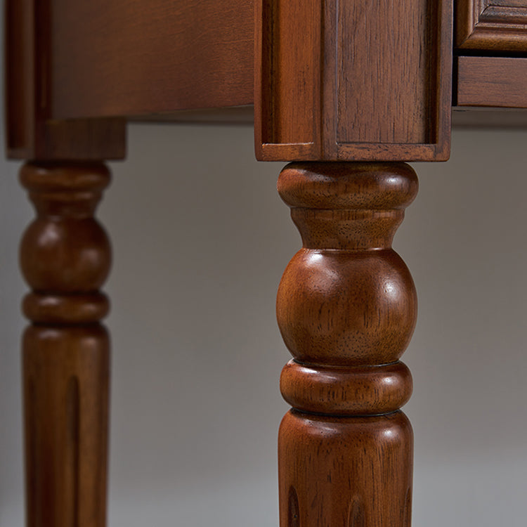 Traditioneller 2-zahlbrauner masser Holzverkleidertisch mit Spiegel Make-up Eitelkeithocker