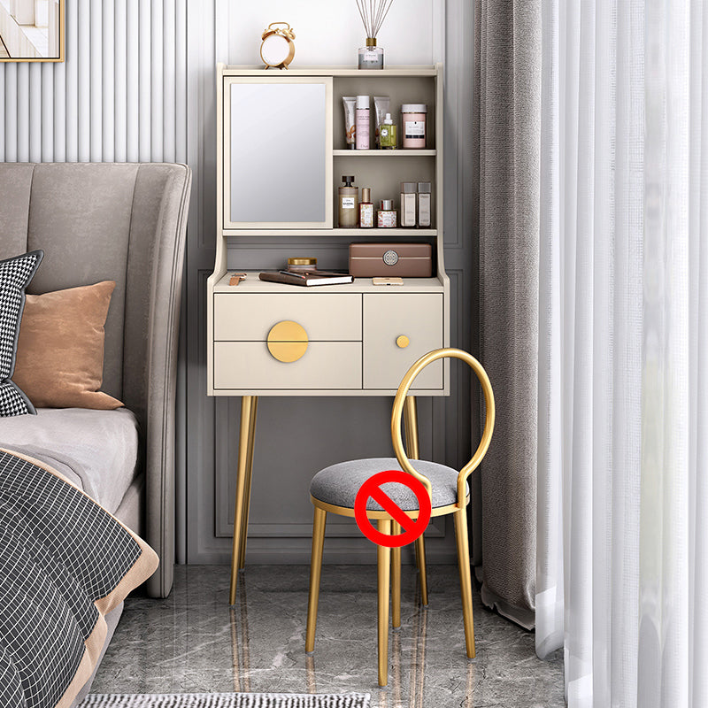 Glam 3-Drawer Solid Color Wooden Vanity with and Mirror Dressing Table