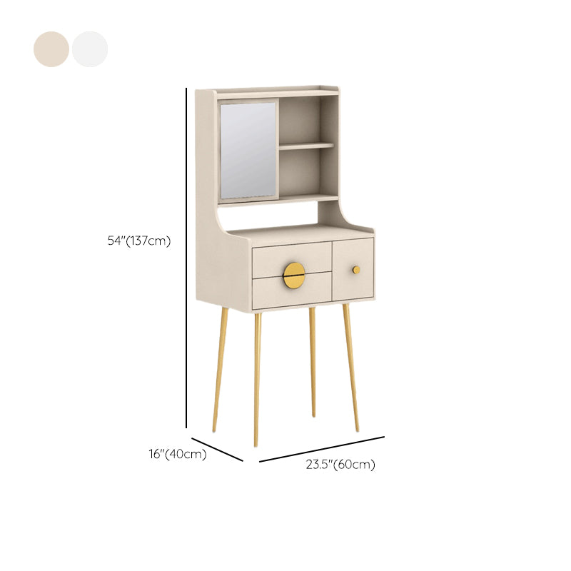 Glam 3-Drawer Solid Color Wooden Vanity with and Mirror Dressing Table