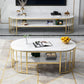 Glam Marble Coffee Cocktail Table Frame Oval Coffee Table with Shelf Clearhalo 'Coffee & Accent Tables' 'Coffee Tables' 'coffee_tables' 'furn' 'furn_coffee_tables' 'Furniture' 'Living Room Furniture' 6505846
