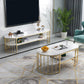 Glam Marble Coffee Cocktail Table Frame Oval Coffee Table with Shelf Clearhalo 'Coffee & Accent Tables' 'Coffee Tables' 'coffee_tables' 'furn' 'furn_coffee_tables' 'Furniture' 'Living Room Furniture' 6505849