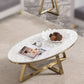 Glam Metal Cross Legs Coffee Table Faux Marble Oval Coffee Table Clearhalo 'Coffee & Accent Tables' 'Coffee Tables' 'coffee_tables' 'furn' 'furn_coffee_tables' 'Furniture' 'Living Room Furniture' 6505861