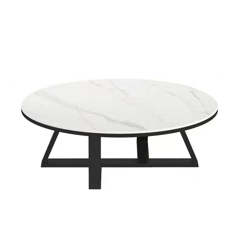 Glam Metal Cross Legs Coffee Table Faux Marble Oval Coffee Table Black Clearhalo 'Coffee & Accent Tables' 'Coffee Tables' 'coffee_tables' 'furn' 'furn_coffee_tables' 'Furniture' 'Living Room Furniture' 6505867