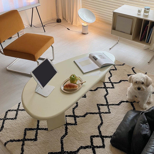 3 Legs Coffee Table Wooden Free Form Coffee Cocktail Table in Cream Clearhalo 'Coffee & Accent Tables' 'Coffee Tables' 'coffee_tables' 'furn' 'furn_coffee_tables' 'Furniture' 'Living Room Furniture' 6505879