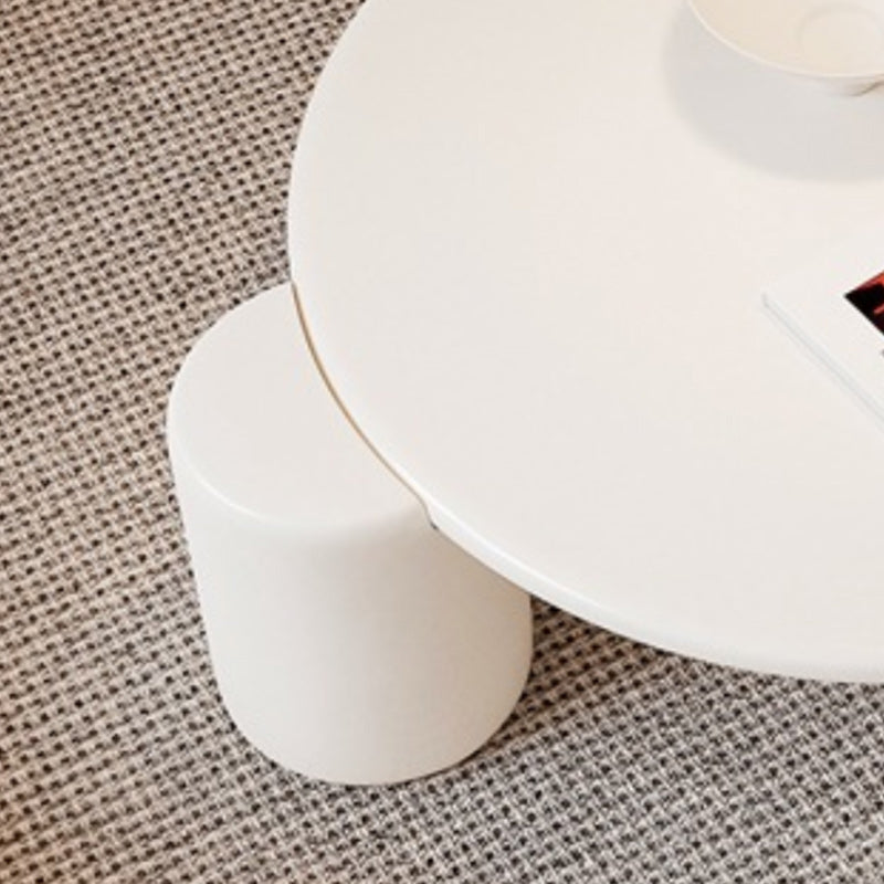 Modern Round Wood Coffee Table with 4 Legs Coffee Table in Cream Clearhalo 'Coffee & Accent Tables' 'Coffee Tables' 'coffee_tables' 'furn' 'furn_coffee_tables' 'Furniture' 'Living Room Furniture' 6505892