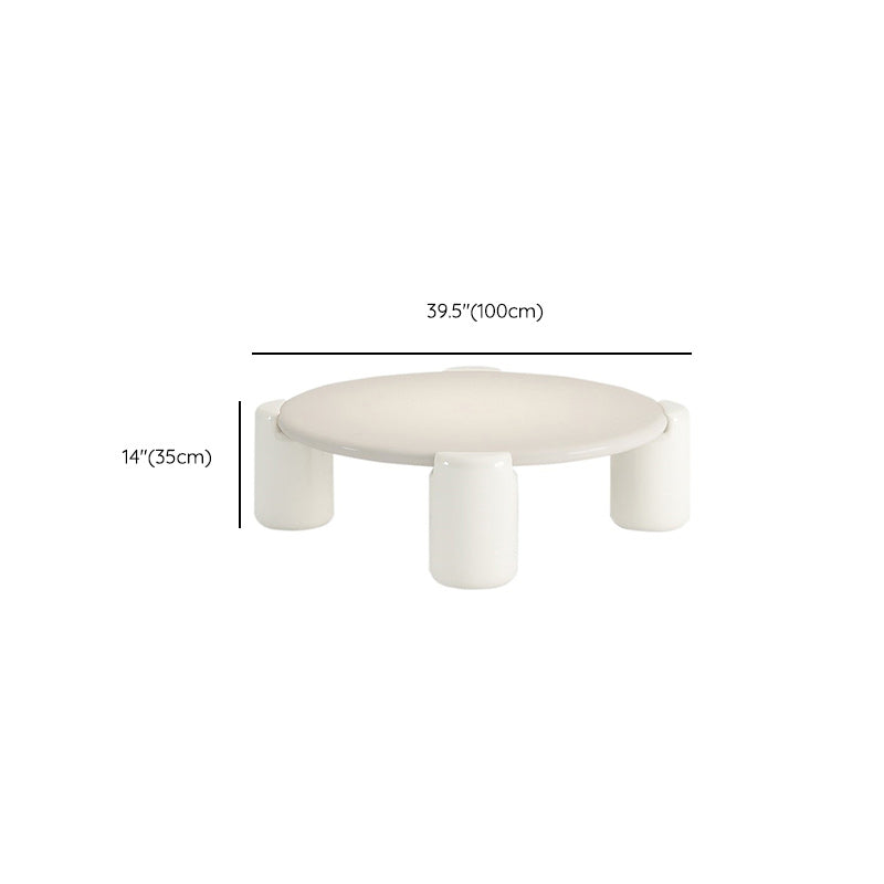 Modern Round Wood Coffee Table with 4 Legs Coffee Table in Cream Clearhalo 'Coffee & Accent Tables' 'Coffee Tables' 'coffee_tables' 'furn' 'furn_coffee_tables' 'Furniture' 'Living Room Furniture' 6505896