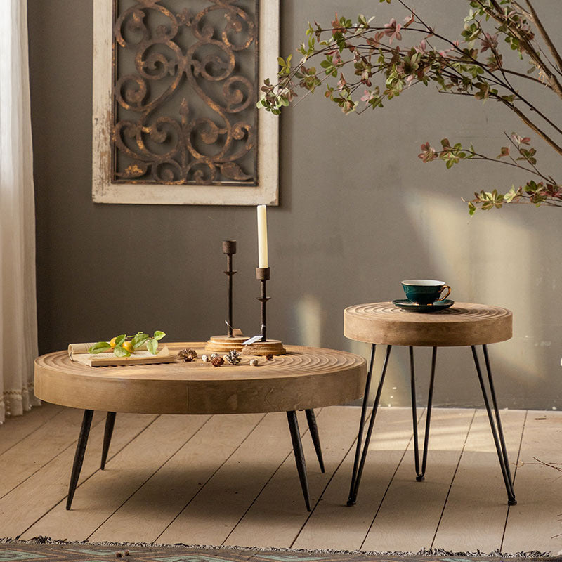 Scandinavian Solid Wood Cocktail Coffee Metal Round Coffee Table Clearhalo 'Coffee & Accent Tables' 'Coffee Tables' 'coffee_tables' 'furn' 'furn_coffee_tables' 'Furniture' 'Living Room Furniture' 6505898