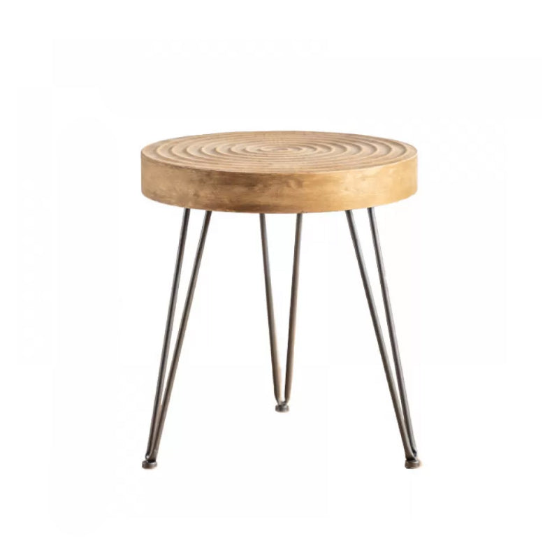 Scandinavian Solid Wood Cocktail Coffee Metal Round Coffee Table 16"L x 16"W x 18"H Clearhalo 'Coffee & Accent Tables' 'Coffee Tables' 'coffee_tables' 'furn' 'furn_coffee_tables' 'Furniture' 'Living Room Furniture' 6505899