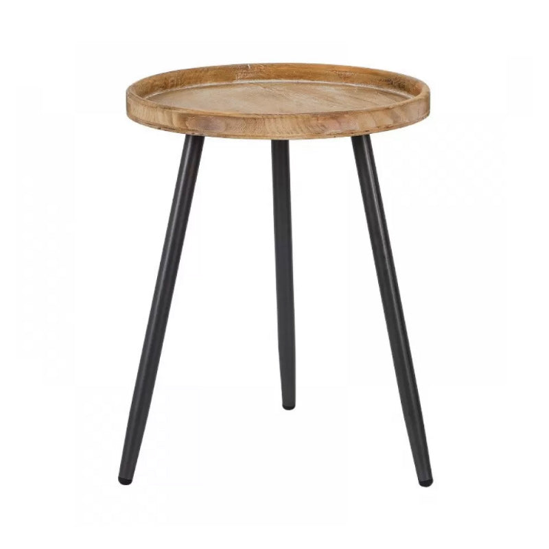 Scandinavian Solid Wood Cocktail Coffee Metal Round Coffee Table 16"L x 16"W x 20"H Clearhalo 'Coffee & Accent Tables' 'Coffee Tables' 'coffee_tables' 'furn' 'furn_coffee_tables' 'Furniture' 'Living Room Furniture' 6505900