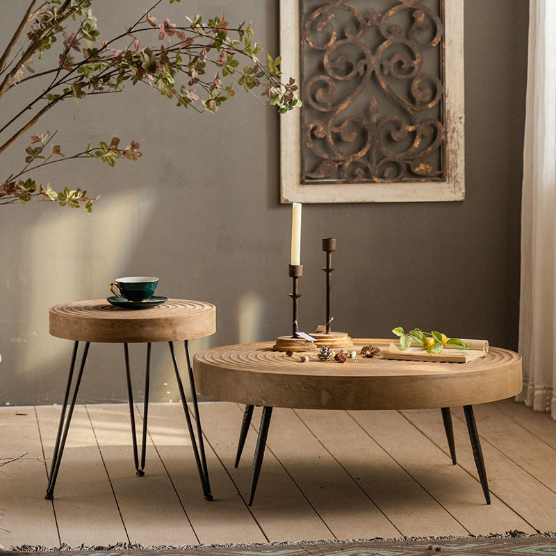 Scandinavian Solid Wood Cocktail Coffee Metal Round Coffee Table Clearhalo 'Coffee & Accent Tables' 'Coffee Tables' 'coffee_tables' 'furn' 'furn_coffee_tables' 'Furniture' 'Living Room Furniture' 6505903