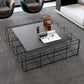 Mid-Century Modern Frame Coffee Table in Black with Iron Top