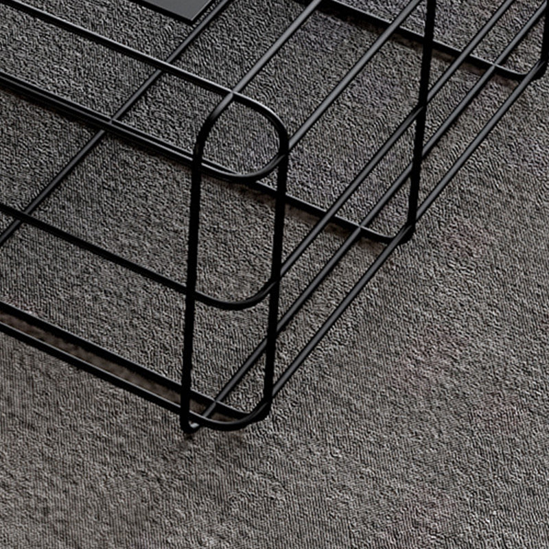 Mid-Century Modern Frame Coffee Table in Black with Iron Top