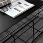 Mid-Century Modern Frame Coffee Table in Black with Iron Top