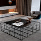 Mid-Century Modern Frame Coffee Table in Black with Iron Top