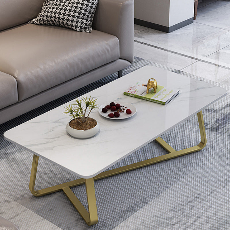 Glam Stop Top Coffee Table with Iron Cross Legs for Living Room Clearhalo 'Coffee & Accent Tables' 'Coffee Tables' 'coffee_tables' 'furn' 'furn_coffee_tables' 'Furniture' 'Living Room Furniture' 6505975